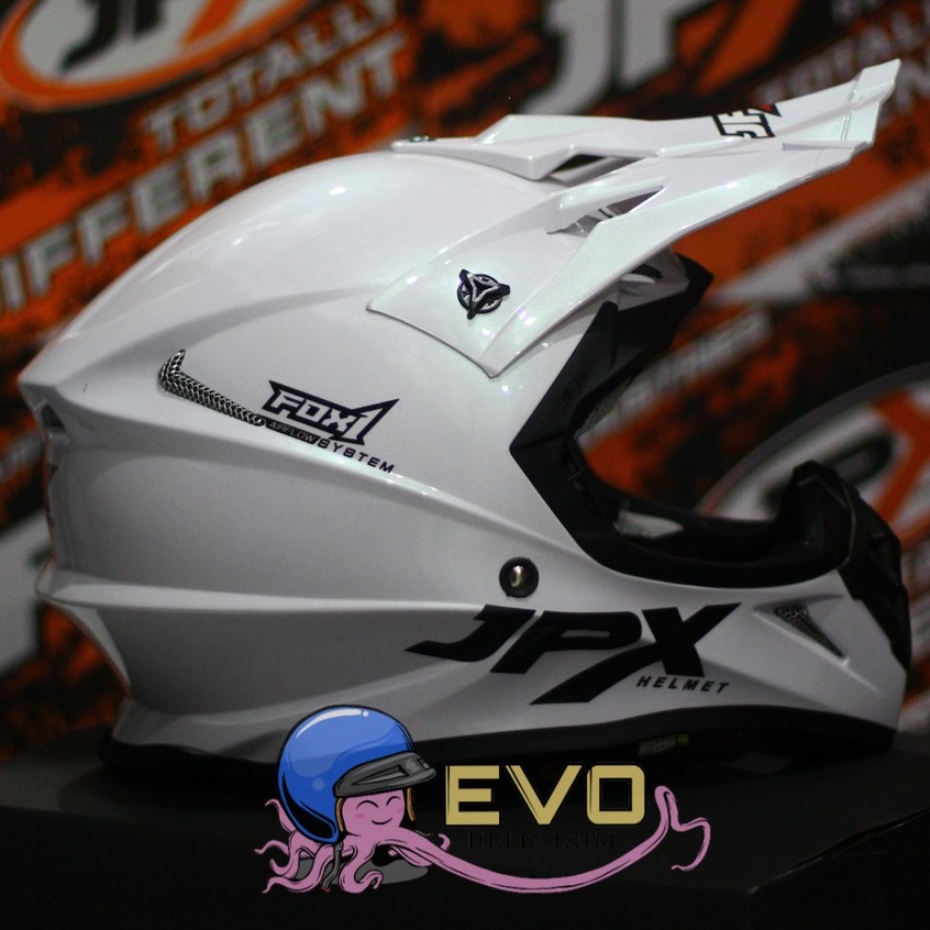 HELM JPX CROSS WHITE SOLID PAKET GANTENG JPX FOX 1 GOOGLE SNAIL WHITE JPX PUTIH CROSS JPX FOX1 PUTIH - PEARL WHITE / BLACK + GOOGLE SNAIL (ONGKIR 2 KG)