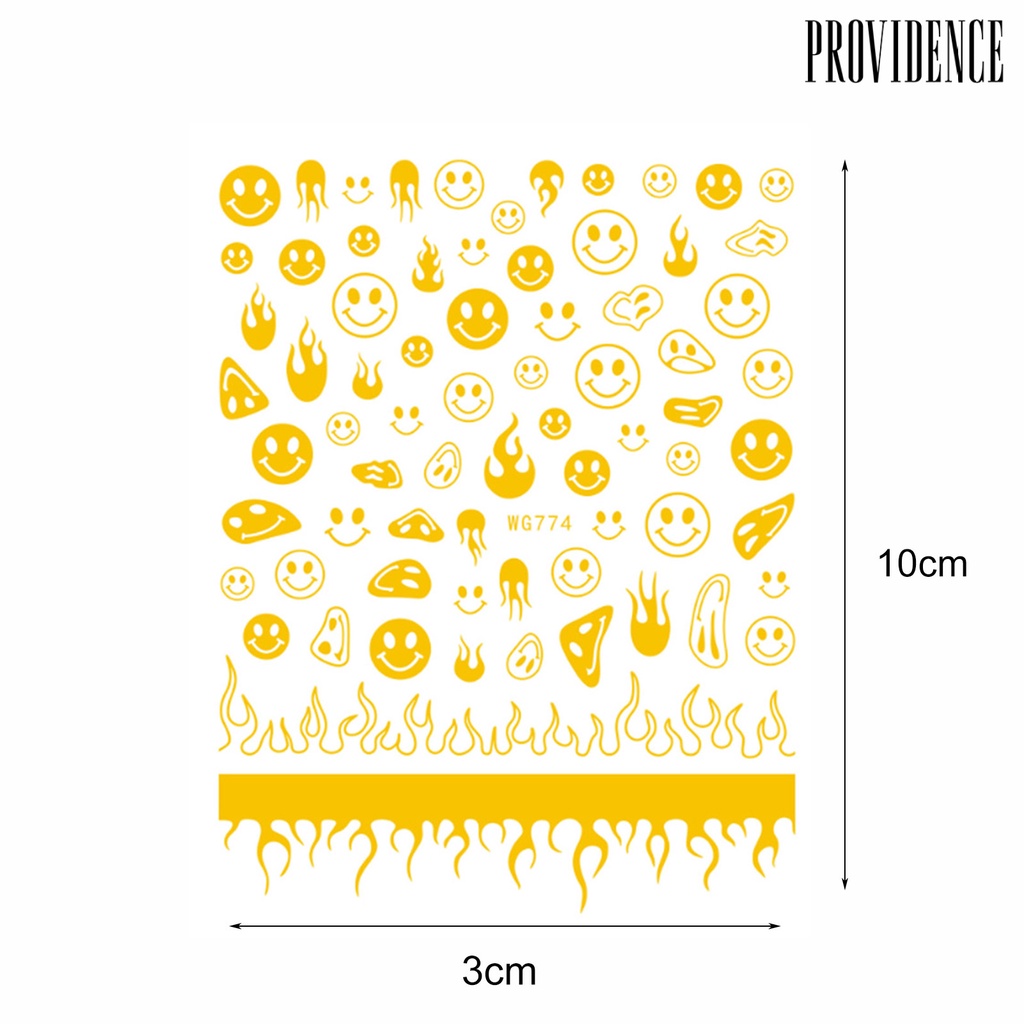 Providence Flame Smile Patterns Nail Sticker DIY Ultra Thin 6 Colors Fire Grimace Decal Decorations for Manicure