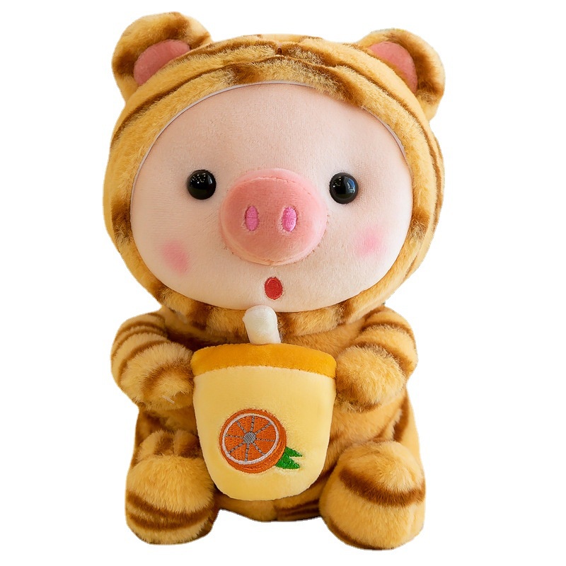 Boneka piggy pegang juice bahan plush