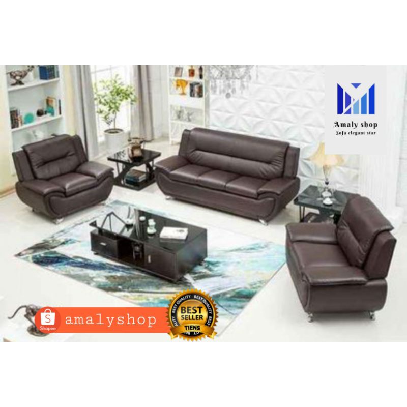 Sofa Kulit 311 Minimalis Sofa Coklat Elegant Super Mewah Kursi Ruang Tamu kualitas Premium Sofa Kant