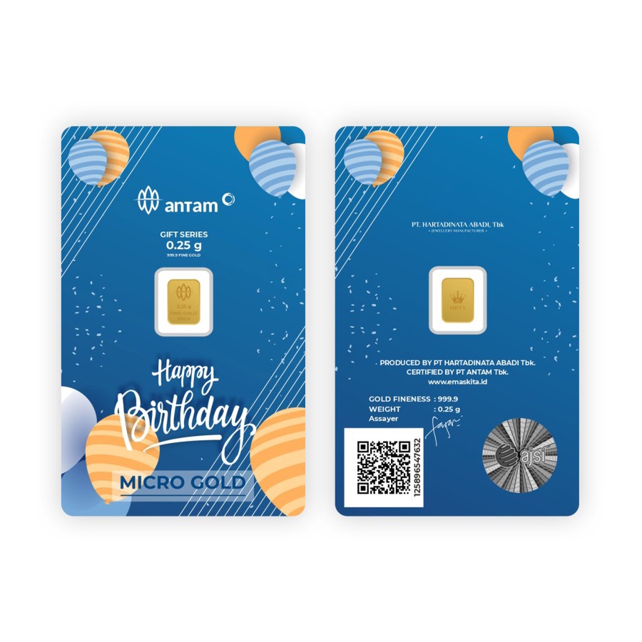 Logam Mulia Microgold ANTAM x Hartadinata Abadi 0.25 gram 0,25 LM emaskita Mini Gold Emas 24K-Birthday Blue