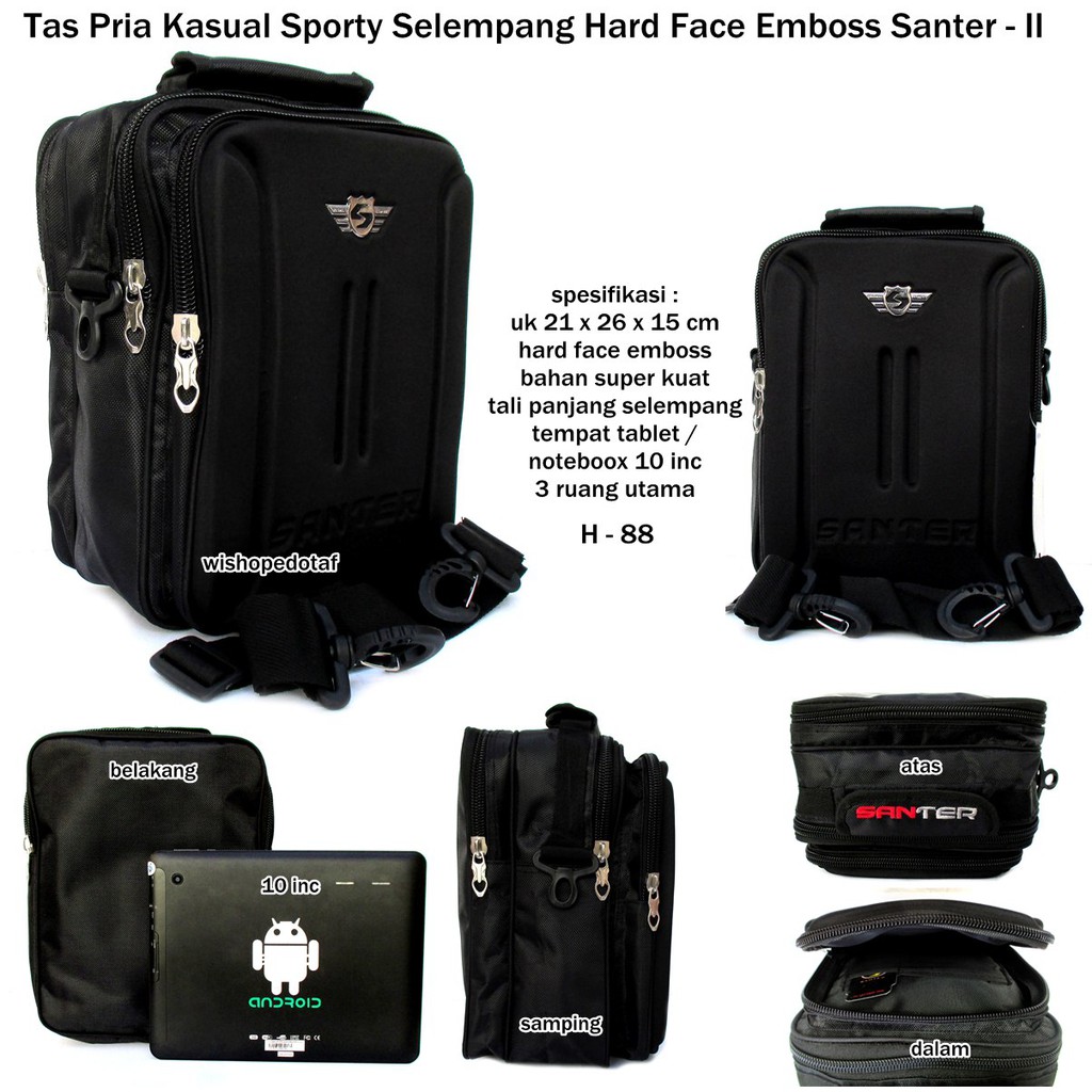 Tas pria murah selempang kasual sport santer - ll canvas notebook 10 inch