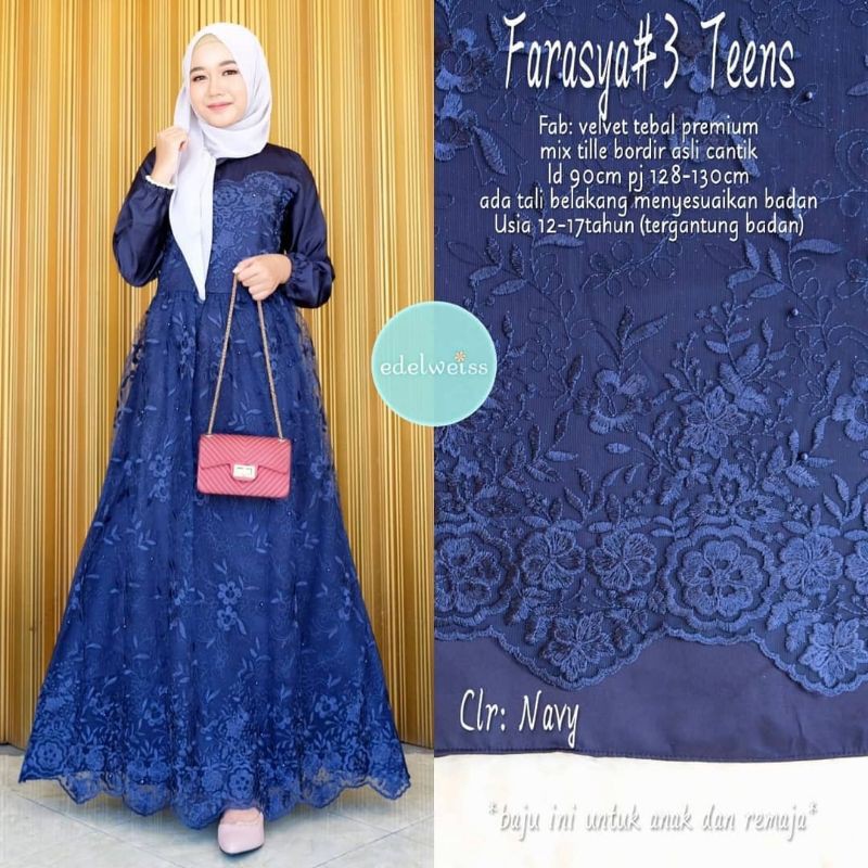 Farasya Dress Teen #3 Gamis Pesta Anak Remaja Dress Tile Remaja Gamis Brukat Remaja Gamis Tile Remaja Gamis Anak Remaja Brukat Tile Gamis Lebaran Dress Muslim Lebaran Anak Perempuan Outfit Bridesmaid Terbaru Warna Greentea Brown Rose Gold