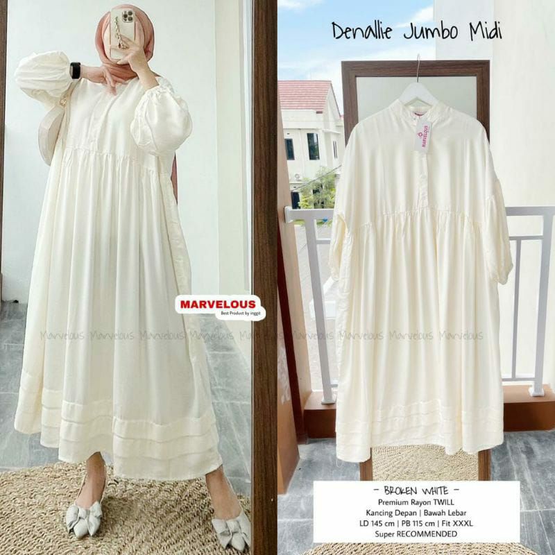Denallie dress gamis rayon twill jumbo LD 140-145