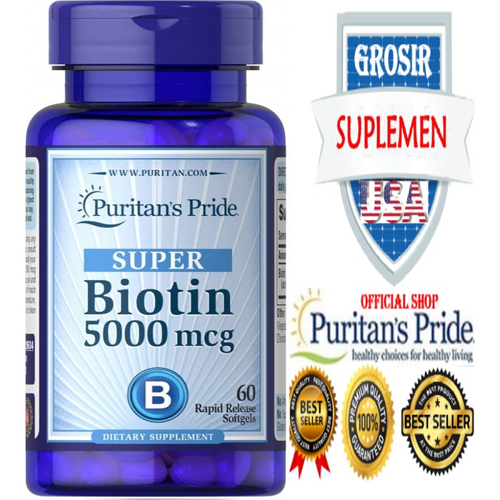 PURITAN Penumbuh Rambut - Super Biotin 5000 mcg ISI 60