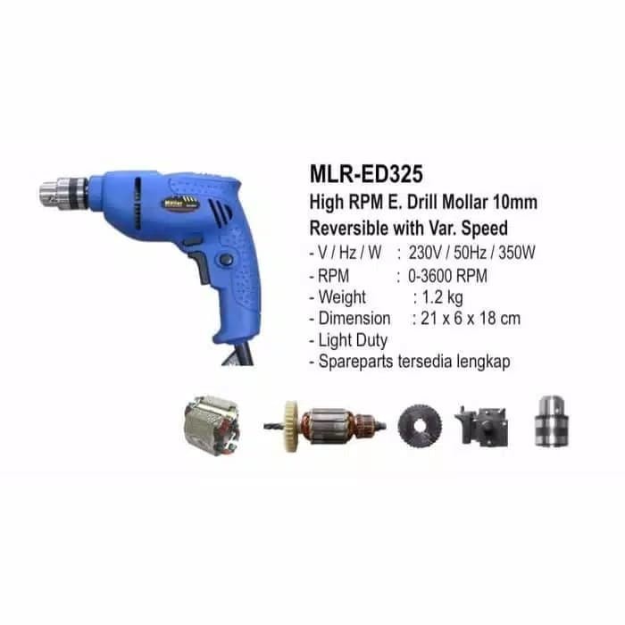 PERTUKANGAN POWER TOOLS BOR LISTRIK MOLLAR 10MM ED325 - ELECTRIC DRILL GERMAN QUALITY