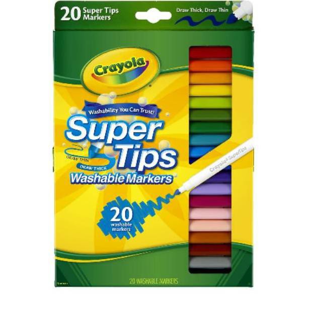 

Qo8Code Crayola Washable Markers Super Tips - 20 Colors(terupdate)A2S9
