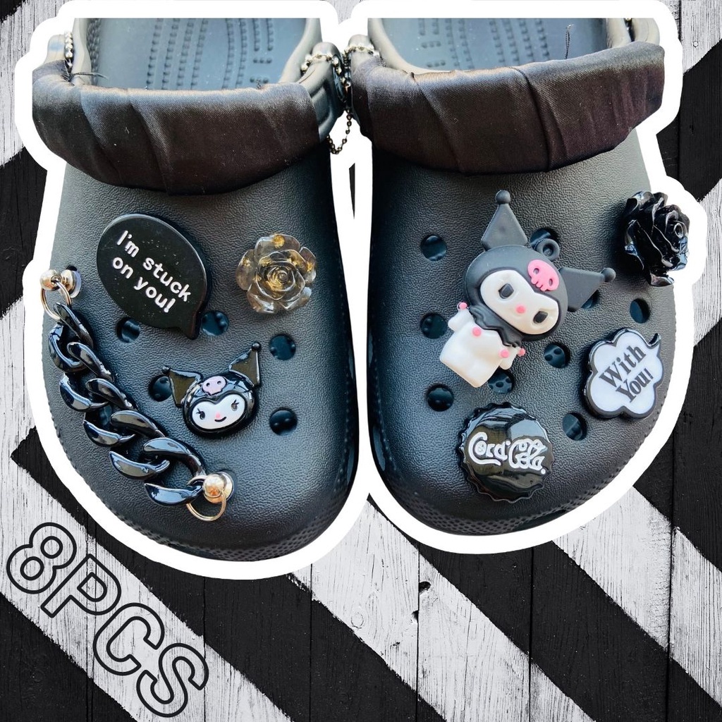 ✨shinyDIY✨Crocs jibbitz: aksesori cantik untuk sepatumu❤️ 8pcs Rantai Kuromi Crocs Jibbitz Untuk Aksesoris Sepatu Wanita#Sepatu Sneakers Wanita Model Lace-Up Warna Hitam + Putih