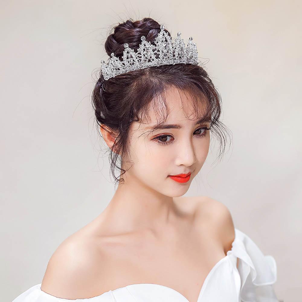 Agustina Tiara Mewah Bling Pengantin Kristal Berlian Imitasi Hiasan Kepala Perhiasan Headband