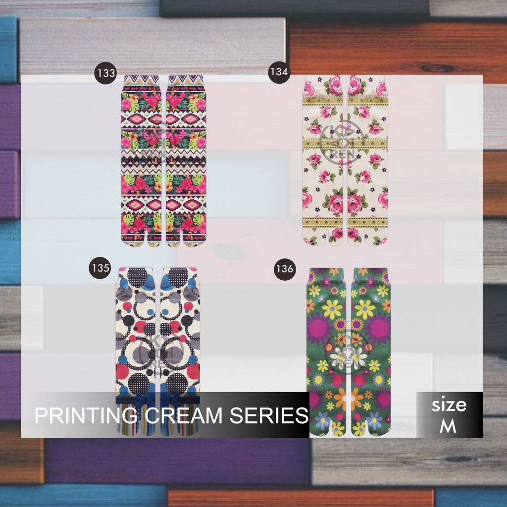 Kakaren Kaos Kaki Printing  Cream Dewasa Murah G