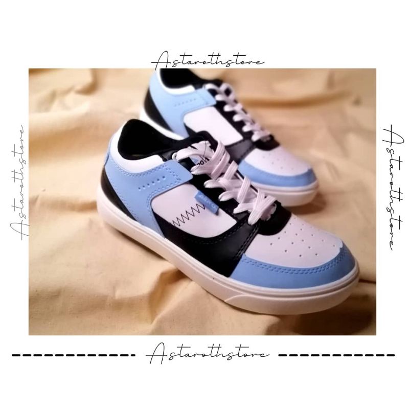 Aerostreet 36-45 Hoops Low Biru Muda Hitam-Sepatu Sneakers Casual Sport Pria wanita Aerostreet