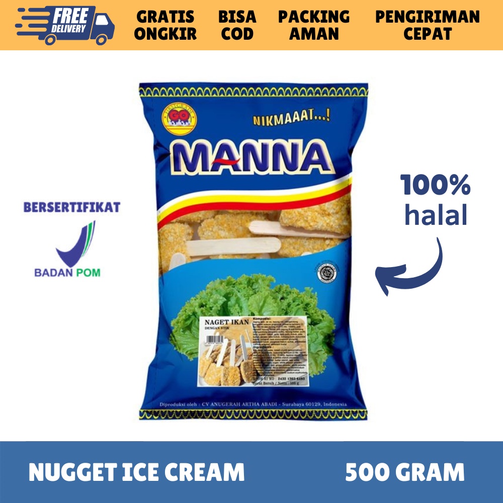 

[FROZEN FOOD GOMANNA] FISH NUGGET ICE CREAM ISI 24 (500GR) NAGET IKAN MAKANAN INSTAN BPOM HALAL