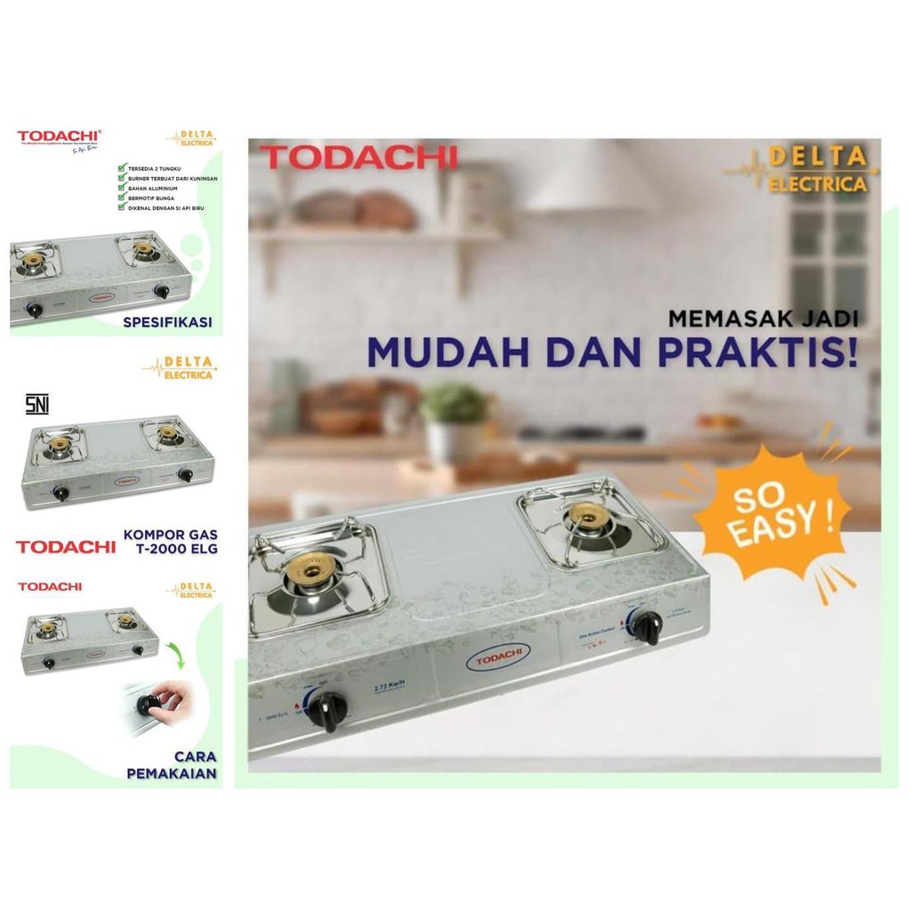 todachi kompor gas 2 tungku t 2000 elg   silver