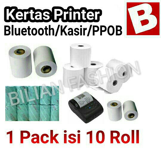 

Dijual Kertas printer bluetooth 58mm thermal isi 10 Roll Murah