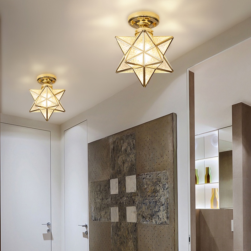 Golden LED Lampu Plafon Ceiling Minimalis Star Cahaya lampu langit-langit kristal mewah+lorong koridor balkon pintu masuk aula Lampu(Tidak termasuk Bohlam)