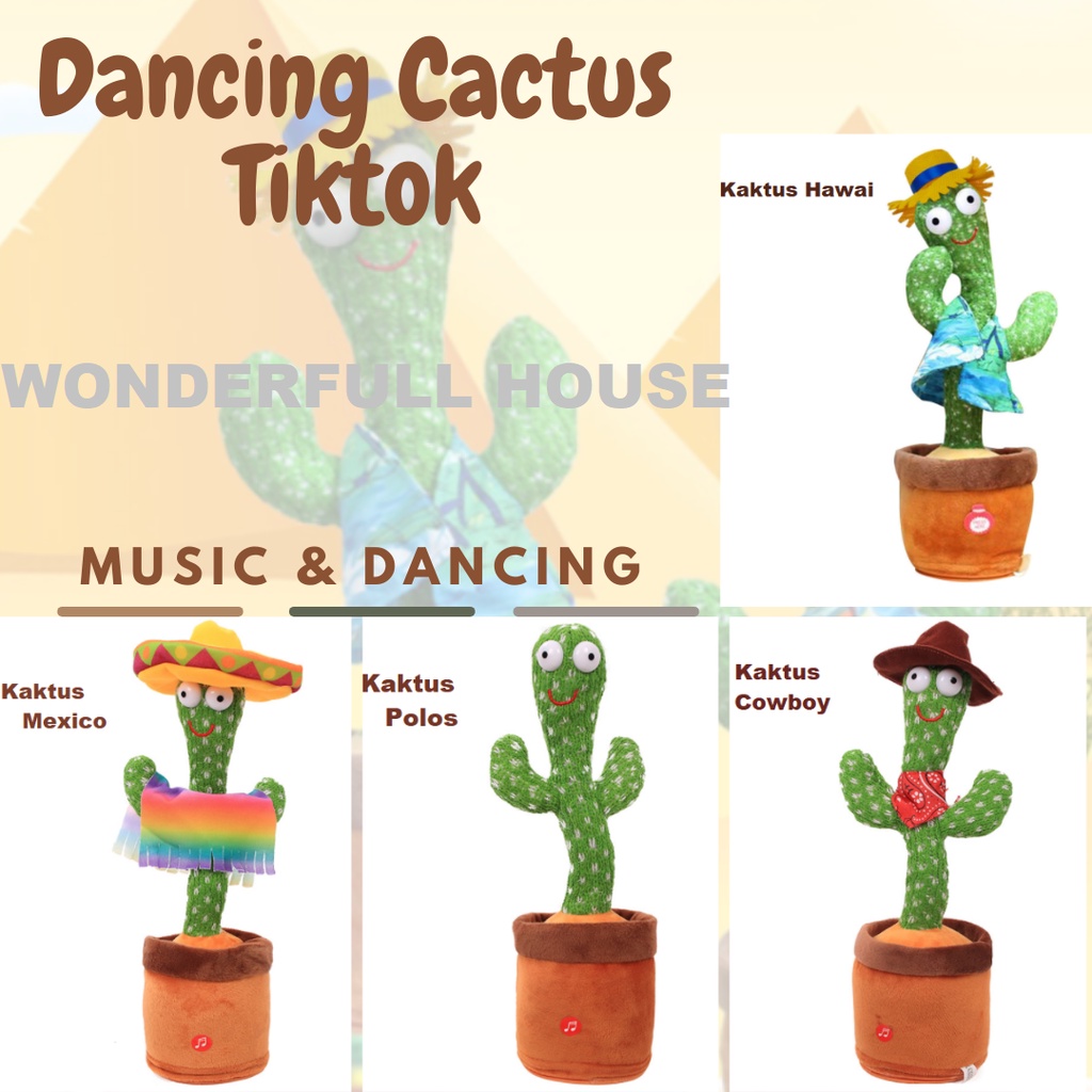 Kaktus Goyang Menari Dance Cactus Toy Boneka Pintar Kaktus Tiktok Kaktus Joget Merry Chrismast Natal