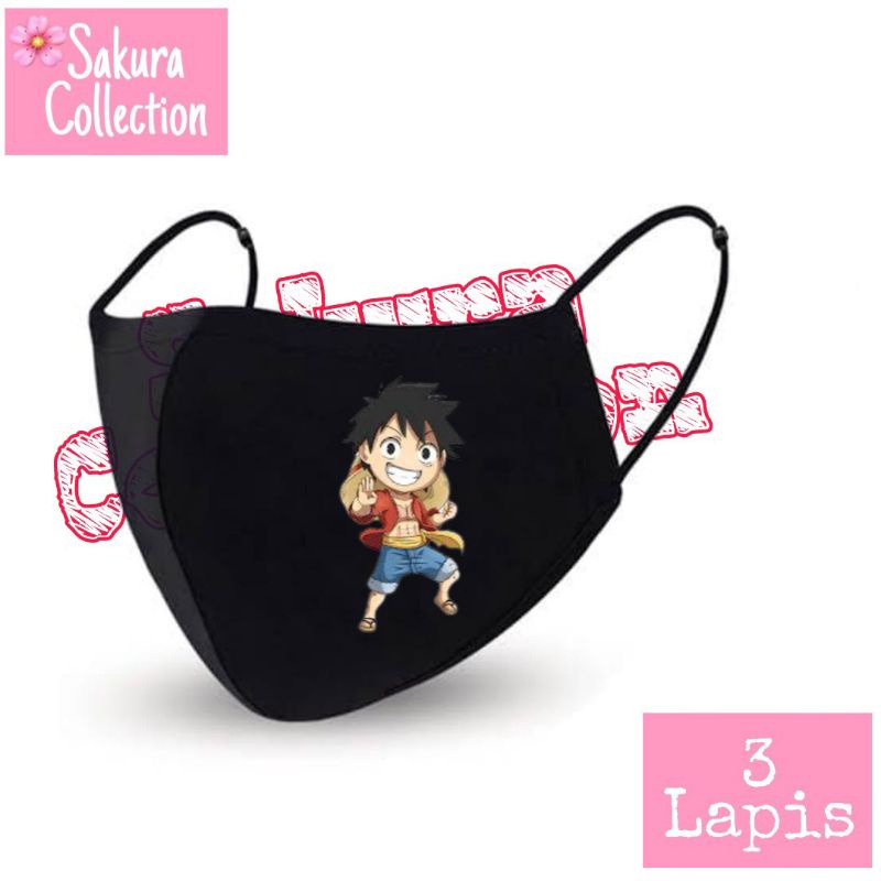 Masker Kain 3 Lapis - Anime One Piece Luffy