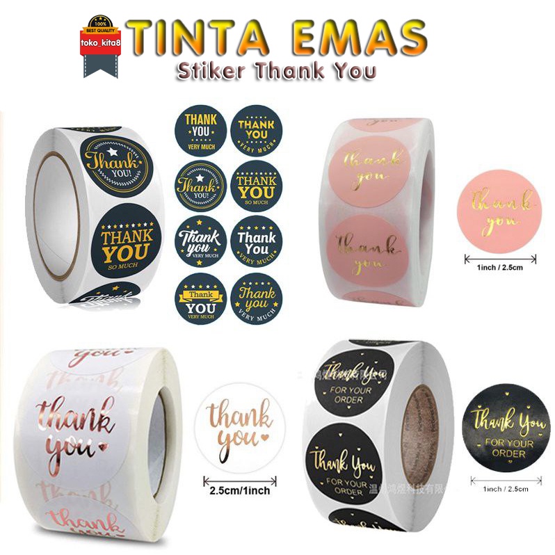 

STIKER LABEL THANKS YOU TINTA EMAS EDISI SPECIAL 1 ROLL ISI 500 PCS TK8
