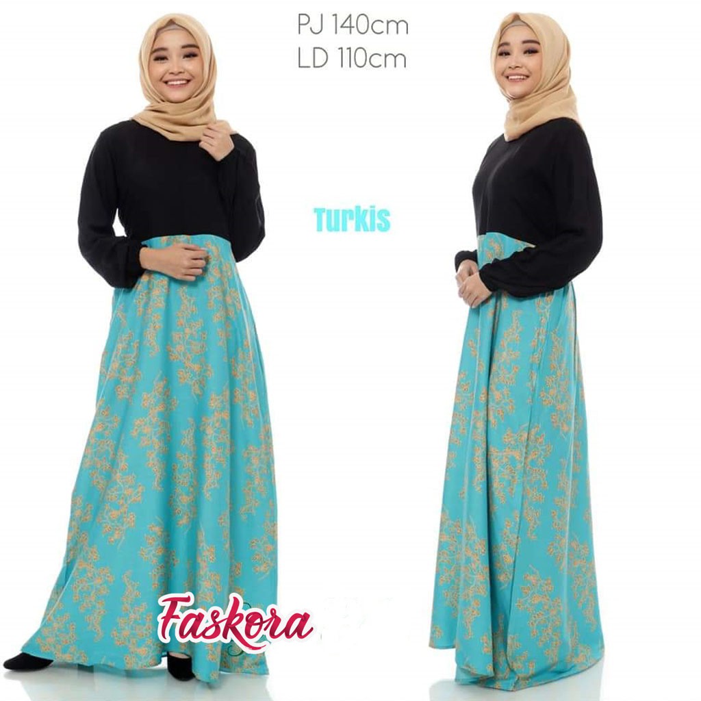 Gamis Jumbo Polos Terbaru / Gamis Motif Bunga Kecil Warna Hitam / Gamis Wanita Dewasa Kekinian