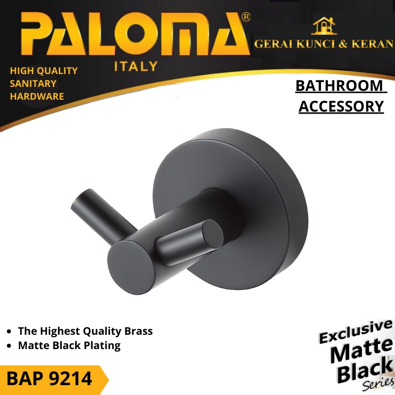 PALOMA BAP 9214 Kapstok Gantungan Baju Handuk Rak Hanger Mandi 2 Kait Hitam Black