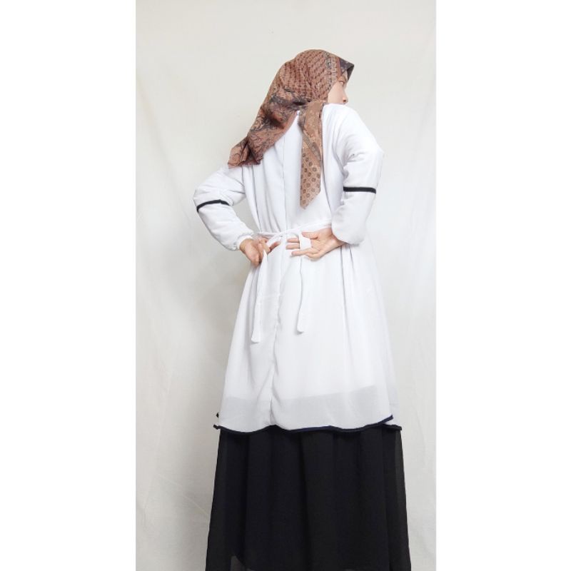 Gamis Guru Hitam Putih Aliyah Model 2 Layer