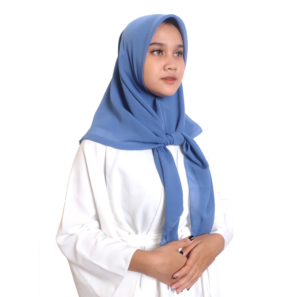 Maula Hijab - Kerudung Segi Empat Bella Square Jilbab Segiempat Paris Polos Premium-Denim