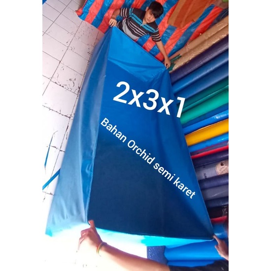 Terpal kolam kotak 2x3x1 450rb bhan Orchid semi karet