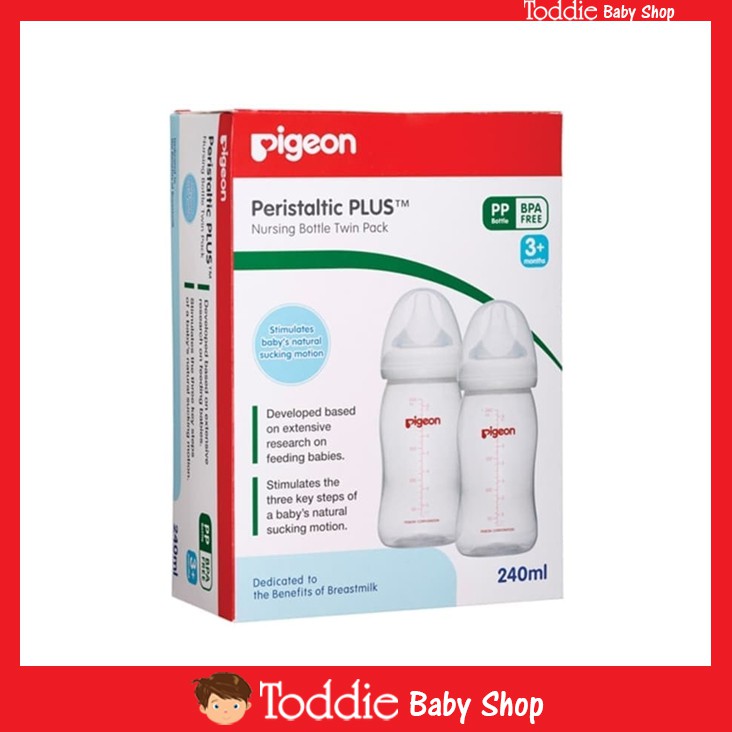 PIGEON Peristaltic Plus Nursing Bottle Wide Neck Twin Pack isi 2 240ml