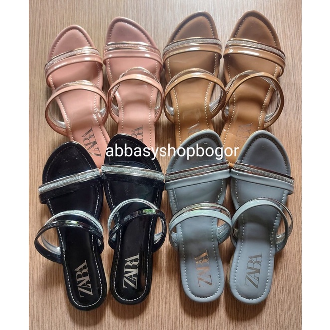 SANDAL WANITA TERBARU MURAH SELOP ZARA TALI GLITTER