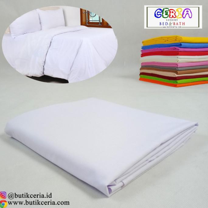 Ready Stok - Bahan Kain Sprei Dan Bedcover Katun Panca Polos Putih - Putih