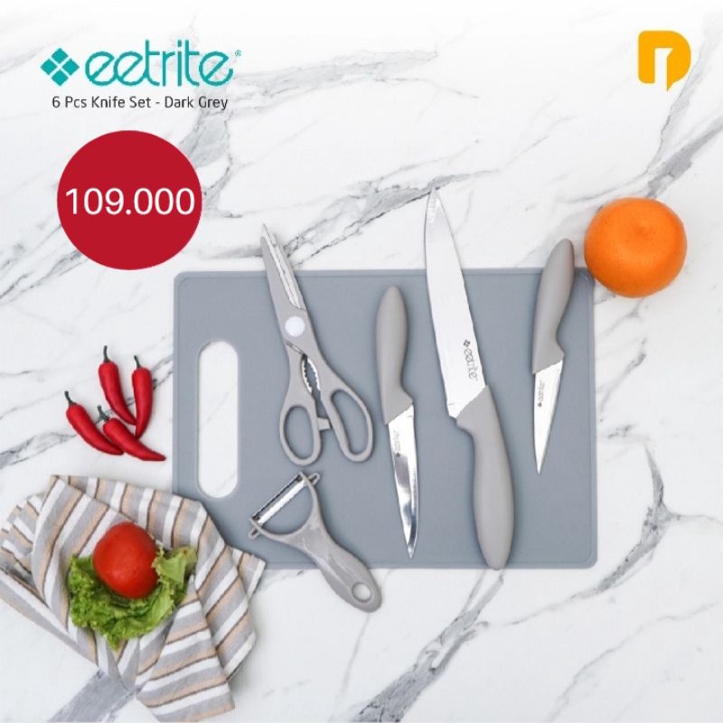 Eetrite 6 Pcs Knife Set Dark Grey / Pisau Set