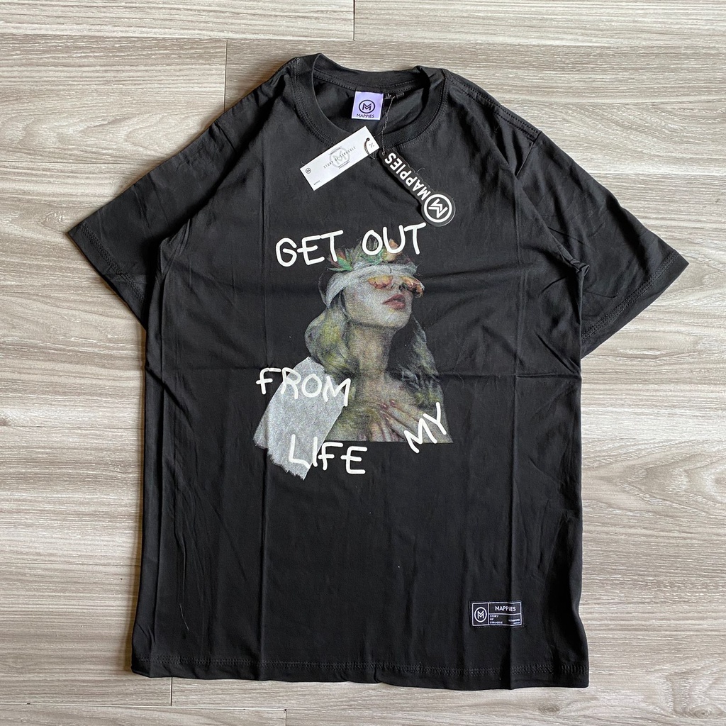 T-Shirt Kaos Distro Streetwear Original Mappies Spesial art Get out From Bandung Kaos Oversize Hitam
