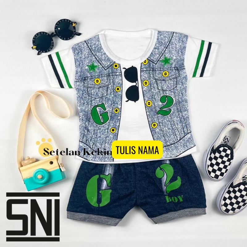 [GRATIS TULIS NAMA] Setelan Anak Laki Laki 0-12 bulan Set Baby Boy Keren Kado Newborn Lahiran