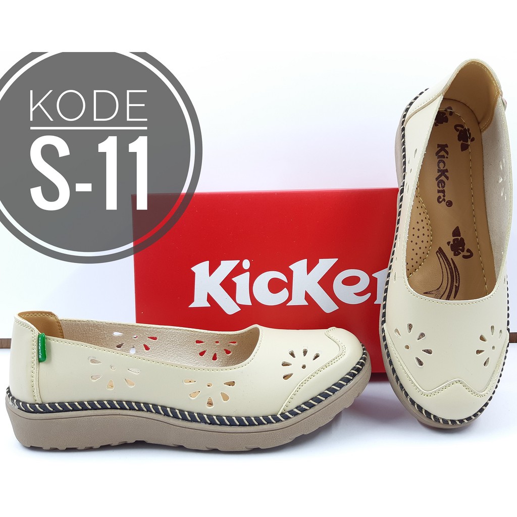  Sepatu  Kickers  Wanita  Slip On Kode S 11 Cream Shopee  