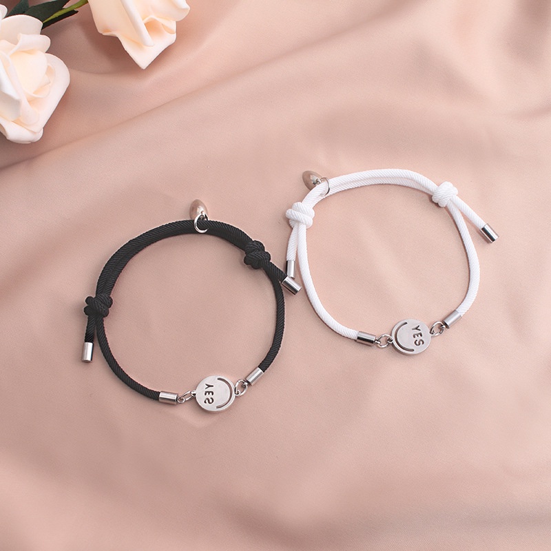 Gelang Tali Magnetik Bahan Titanium Steel Anti Karat Untuk Pasangan