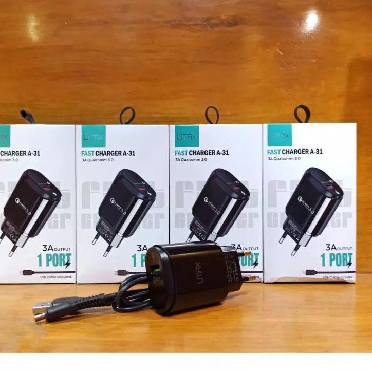 ♡ Charger UMAX A31 Charger UMAX Fast Charger A-31 3A Qualcomm 3.0 GARANSI ●