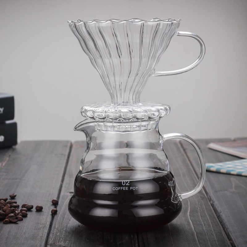 Teko Kaca Bening / Teko Untuk Membuat Kopi / Coffee Server Glass 500ml / Teko Kopi Kaca Tahan Panas