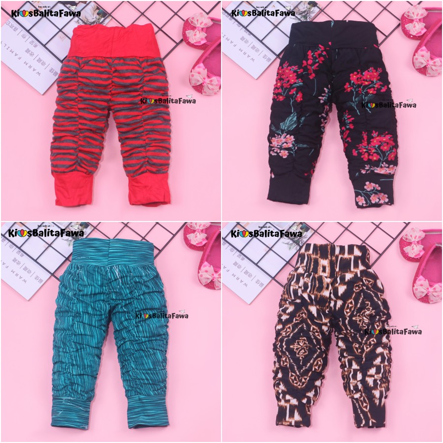 Legging Kerut Motif uk 3-12bln / Celana Anak Celana Anak Perempuan Celana Murah Legging Skinny Pants