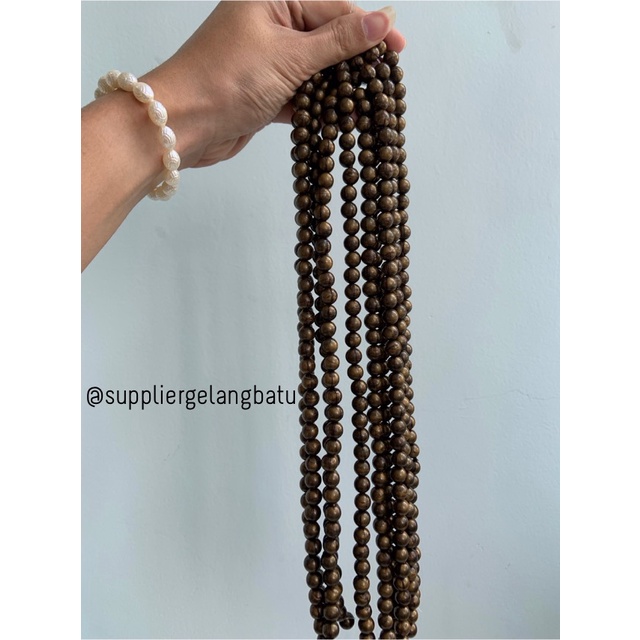 spacer resin bakar bulat 10mm bahan craft gelang kalung beads cokelat