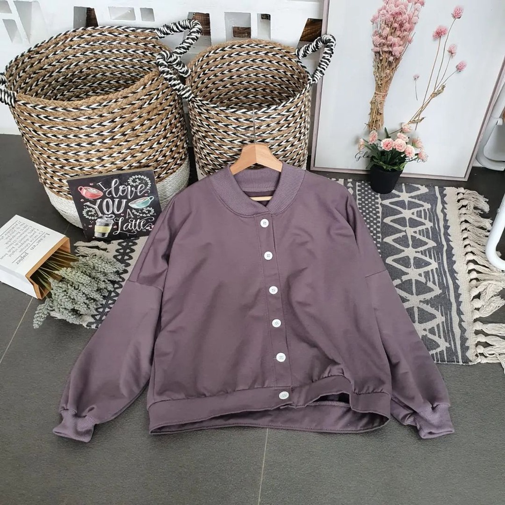 Zanah Atasan Wanita Trendy Chloe Button Sweatshirt Bahan Pleece Terbaru