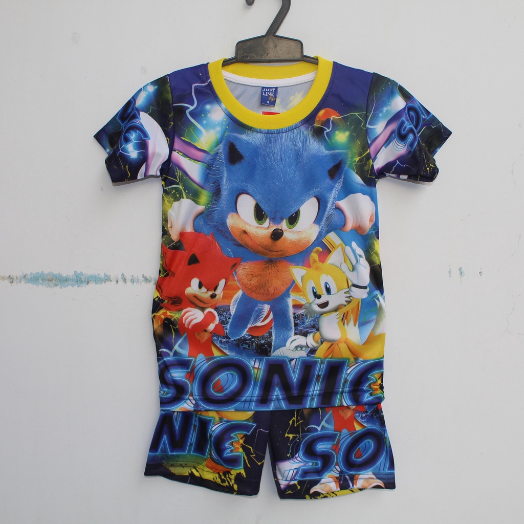 stelan baju youtube/BAJU BOBA /SETELAN SONIC BAJU ONIC full printing size 4-20