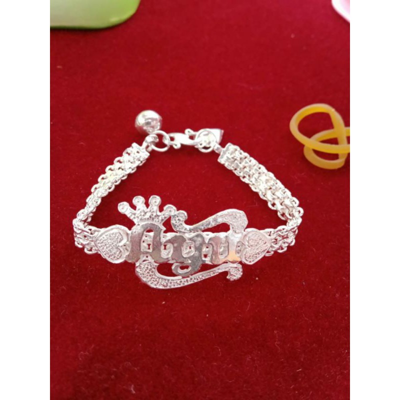 Gelang Nama Motif Rapit/ Perak Asli