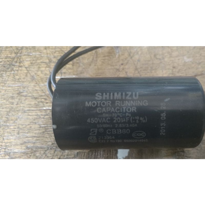 Kapasitor pompa air shimizu 20uf ORIGINAL/Kapasitor pompa Shimizu 375 BIT ASLI 20 UF