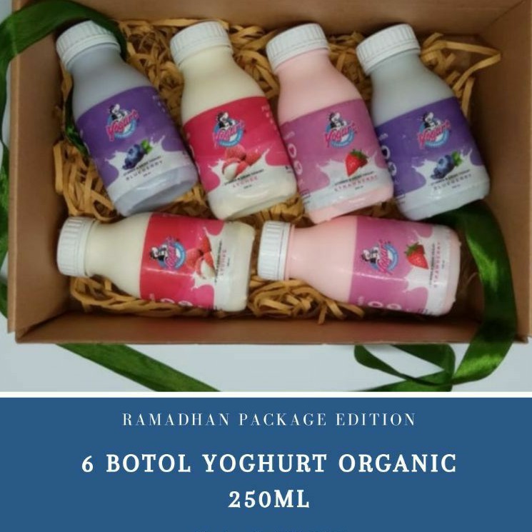 

6 Botol Yoghurt Organik 250ml (Hampers/Bingkisan/Kado Lebaran Ramadhan)