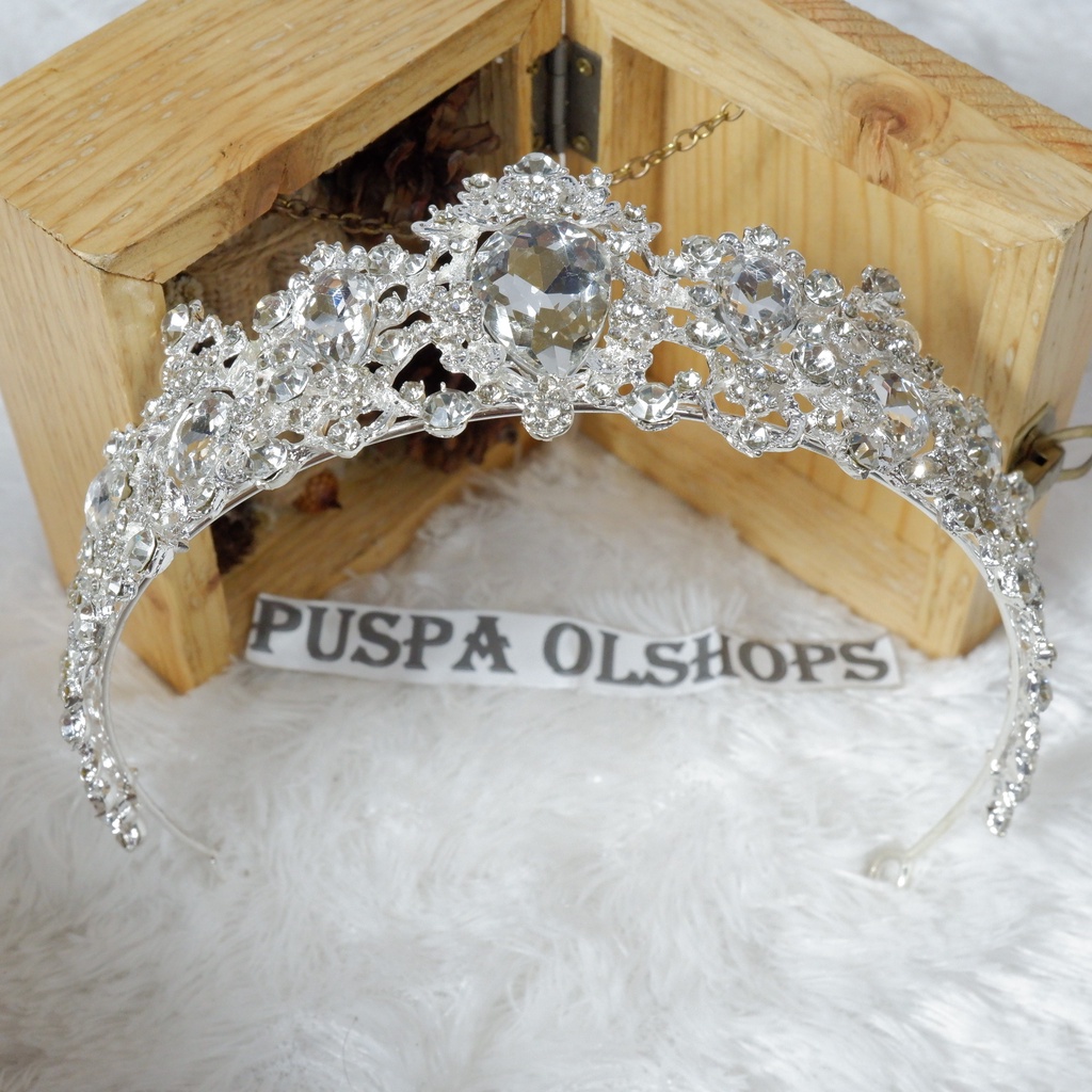 mahkota tiara dueches rhine stone silver