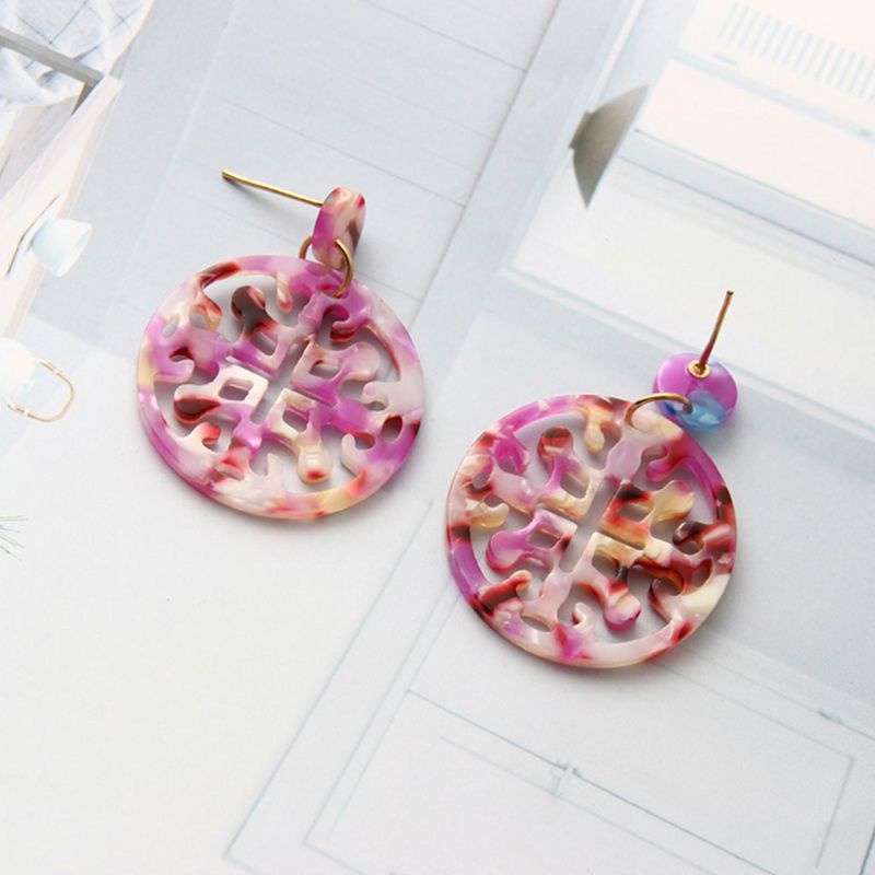 Siy Anting Tusuk Gantung Bahan Resin Desain Bunga Gaya Vintage Untuk Wanita