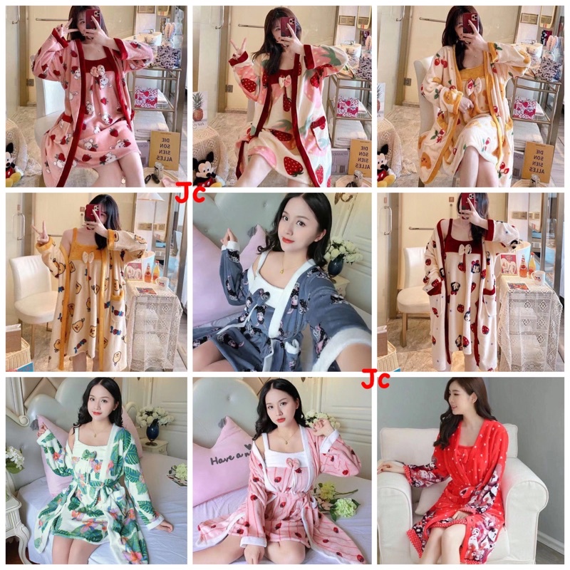 JC- Set Kimono Bulu Handuk Import  / Kimono handuk wanita import