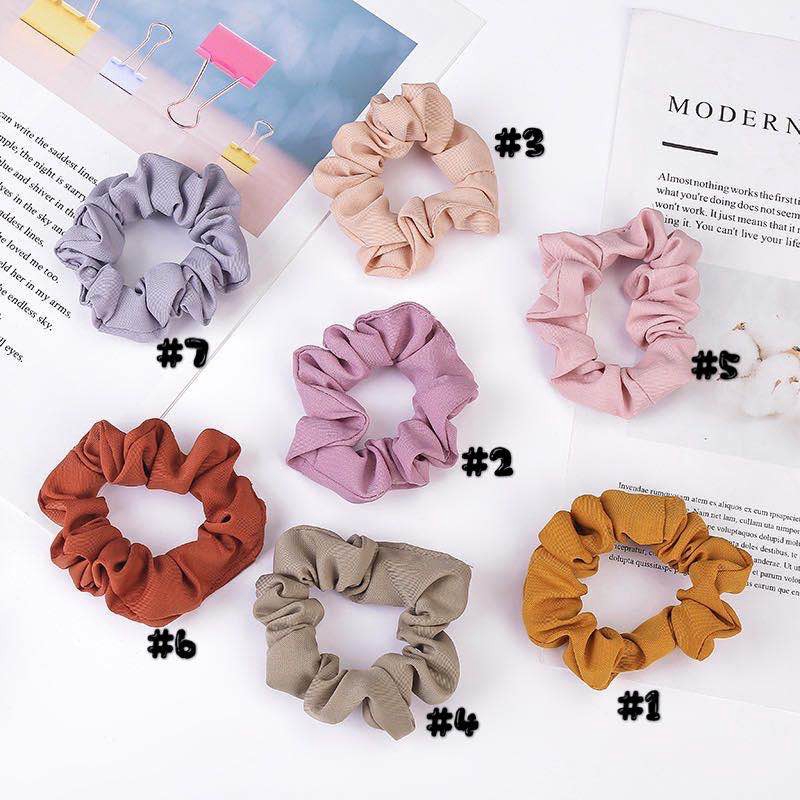 Scrunchie /cepol rambut/Ikat Rambut Elastis Warna-Warni Gaya Korea Retro Wanita KimikoOfficial