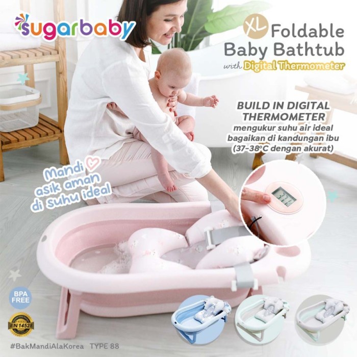 [F 88] Sugarbaby XL Foldable Baby Bathtub With Digital Thermometer