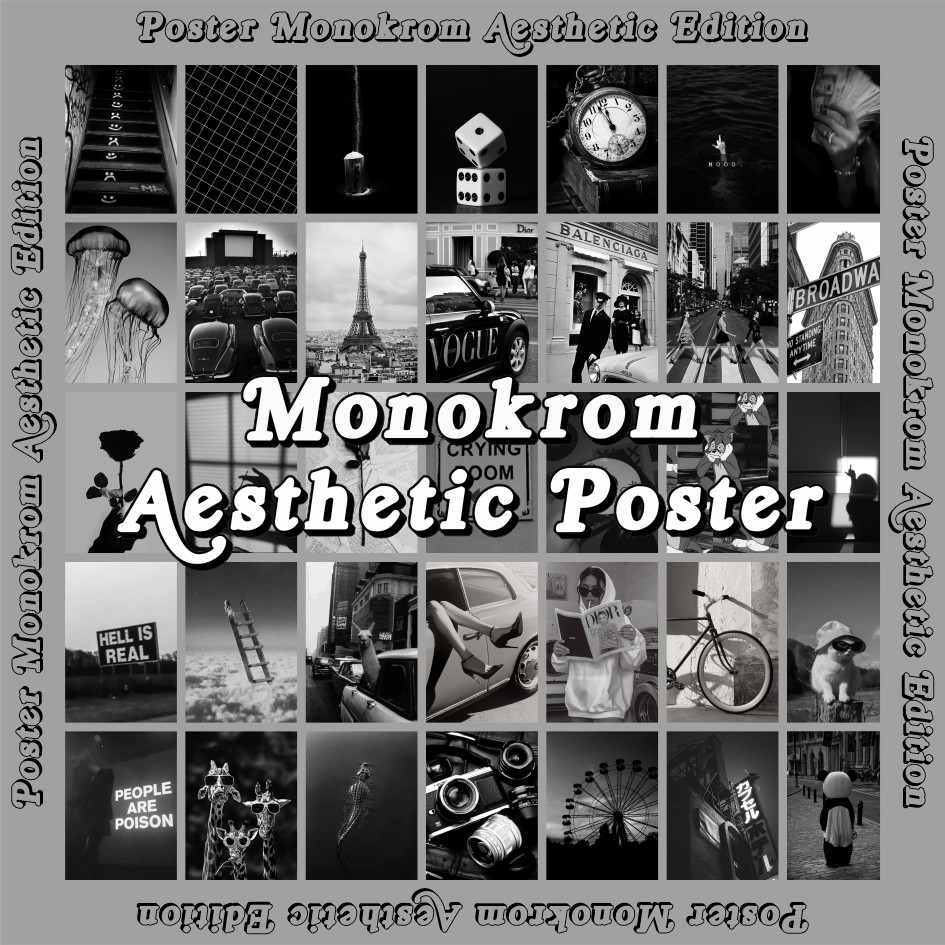 PAKET POSTER MONOKROM AESTHETIC, POSTER DINDING KAMAR A5/A4